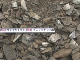 砕石のサイズ測定