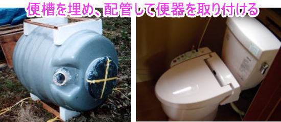 簡易水洗トイレの便器と便槽